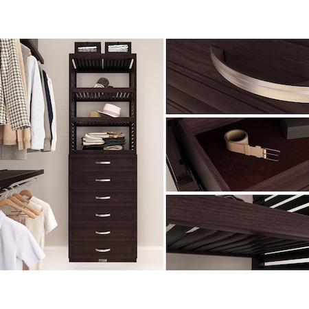 John Louis Home Solid Wood 12in. Deep 5 Drawer Storage Tower Espresso JLH-410WC-E